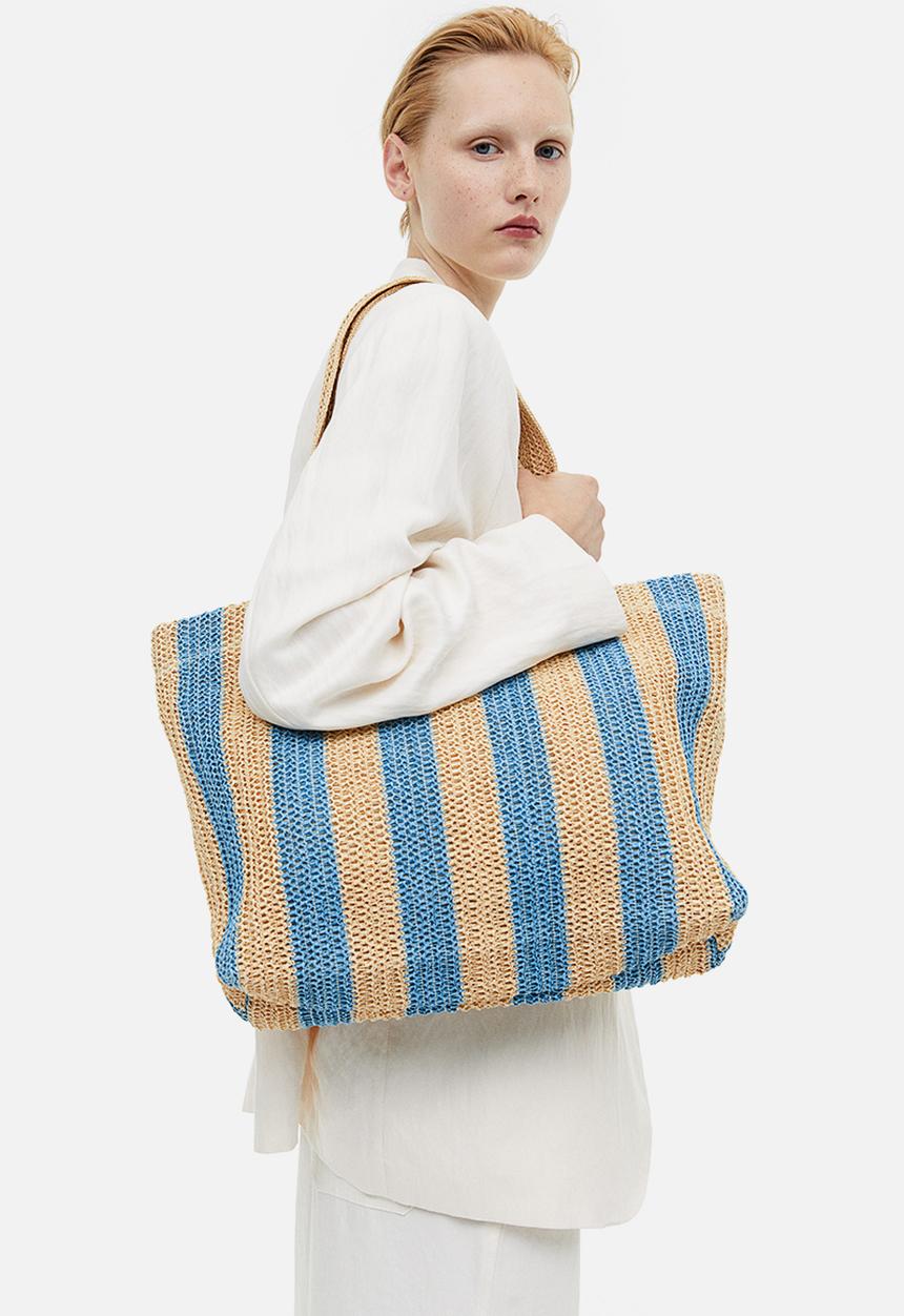 H&M - Straw shopper - blue striped
