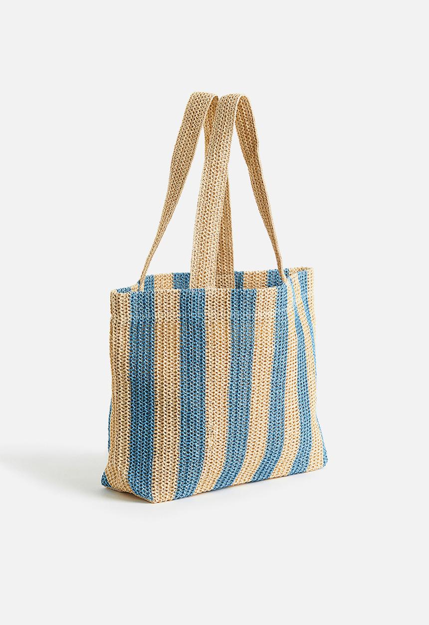 H&M - Straw shopper - blue striped
