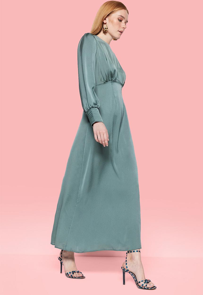 Trendyol - Modest button detail shift maxi dress - khaki