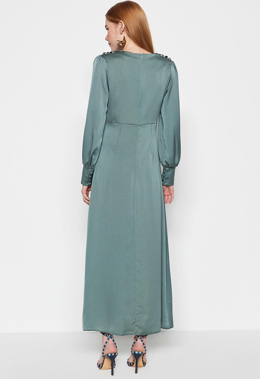 Trendyol - Modest button detail shift maxi dress - khaki