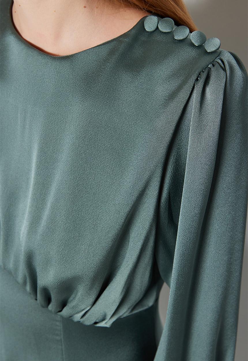 Trendyol - Modest button detail shift maxi dress - khaki