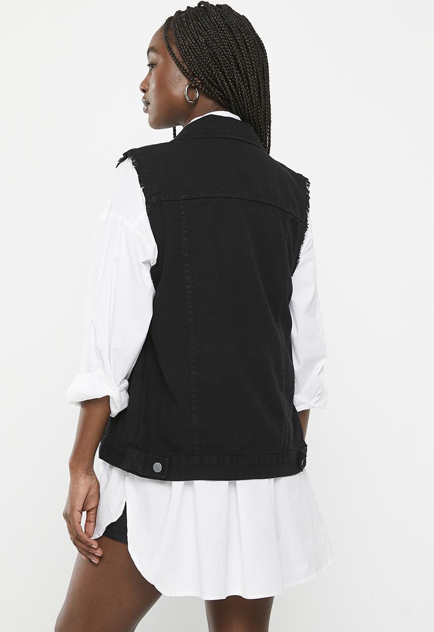 dailyfriday - Sleeveless denim trucker - black