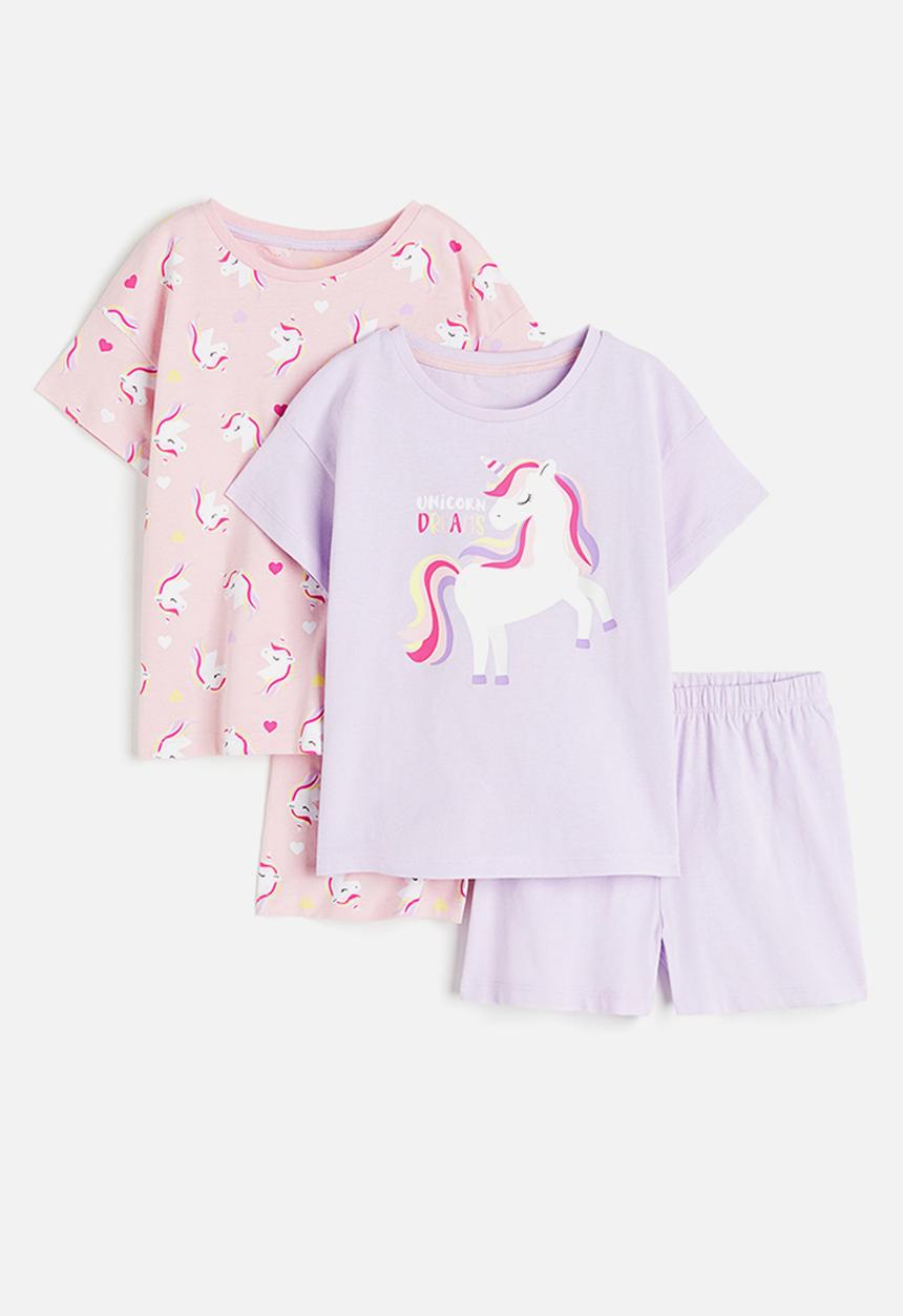 H&M - 2-pack printed jersey pyjamas - light purple