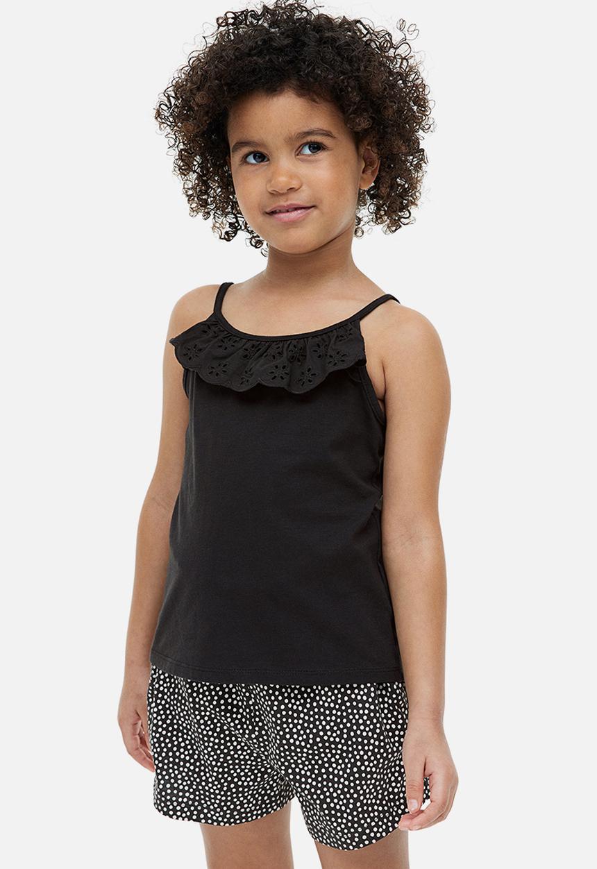 H&M - Patterned paper bag shorts - black