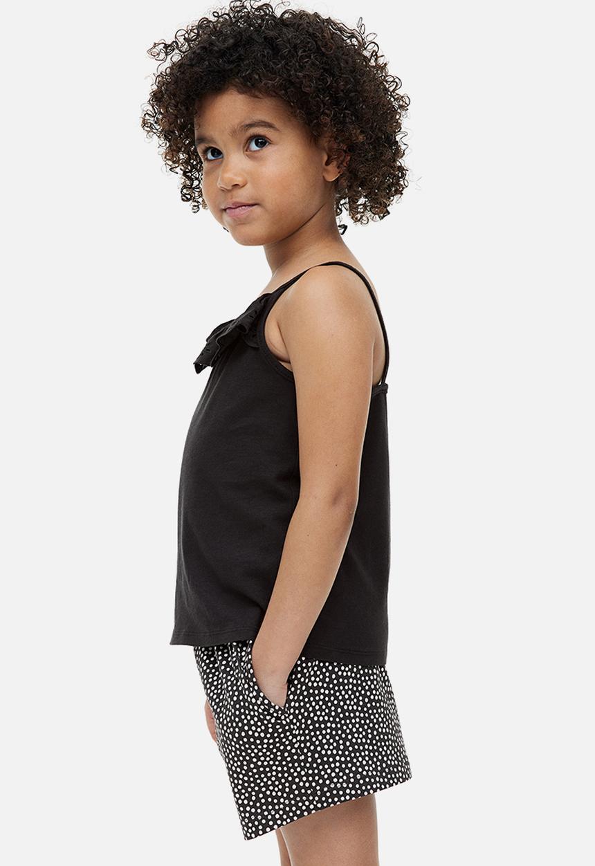 H&M - Patterned paper bag shorts - black