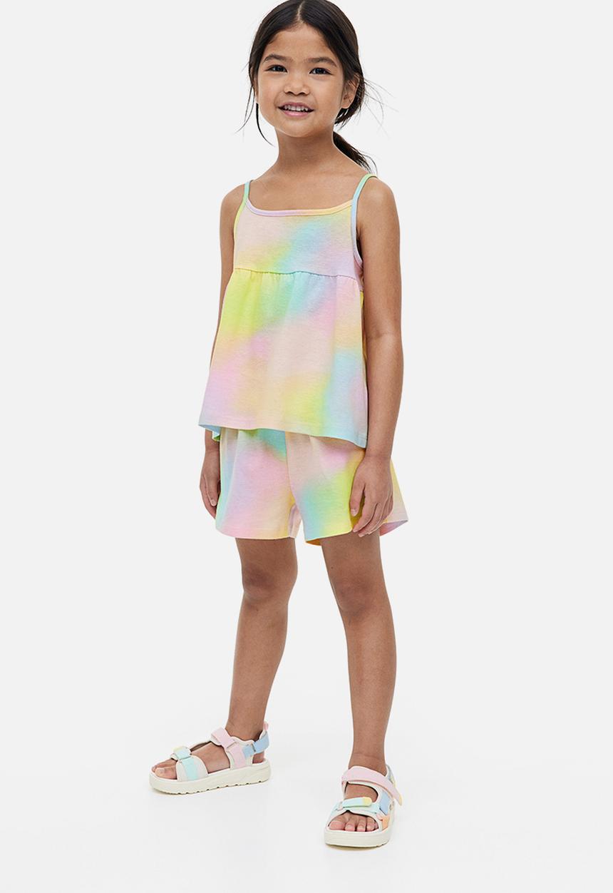 H&M - Patterned paper bag shorts -  light pink