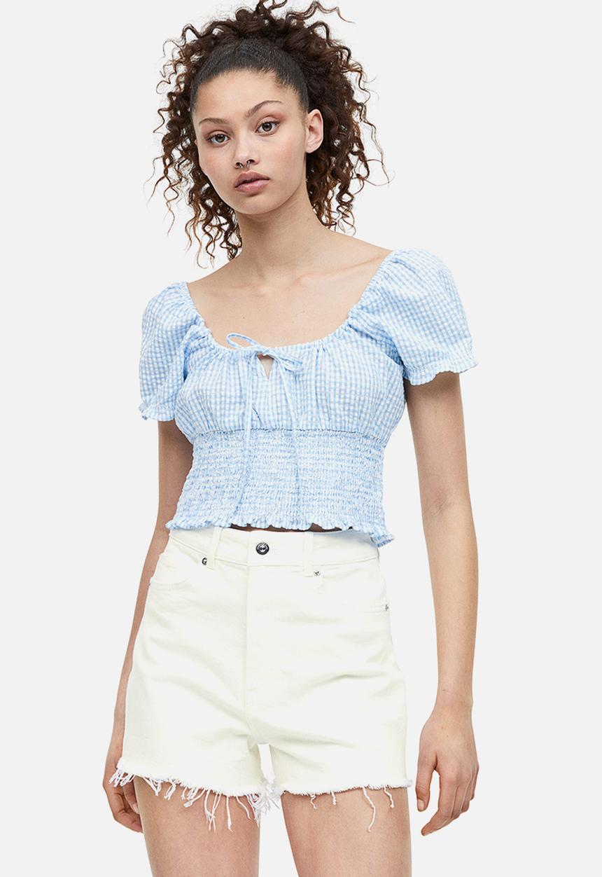 H&M - High-waisted denim shorts - white