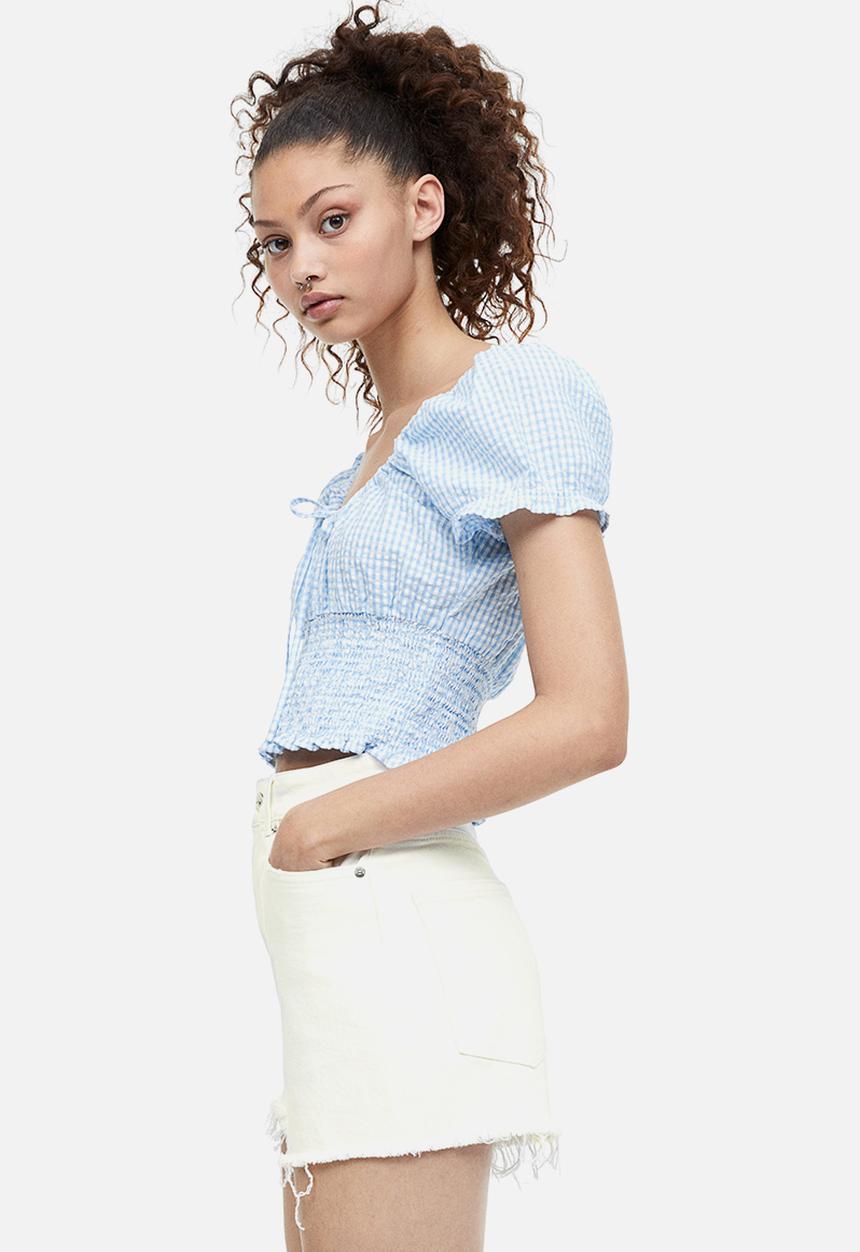 H&M - High-waisted denim shorts - white
