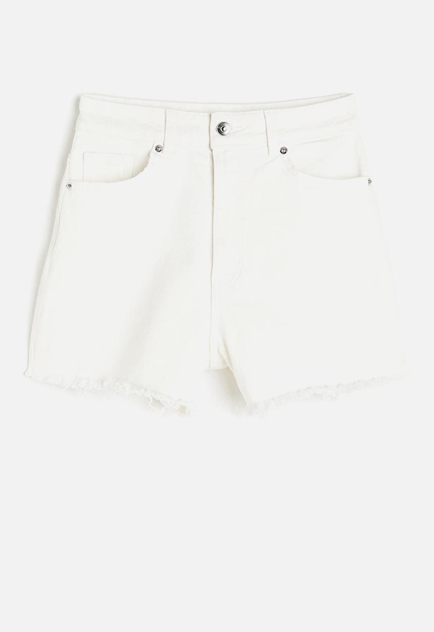 H&M - High-waisted denim shorts - white
