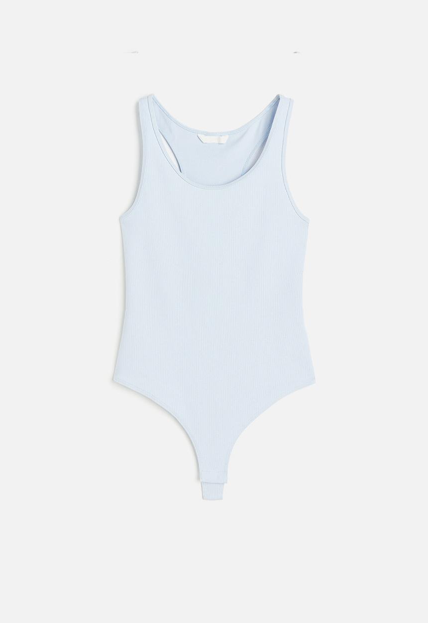 H&M - Ribbed thong body - light blue