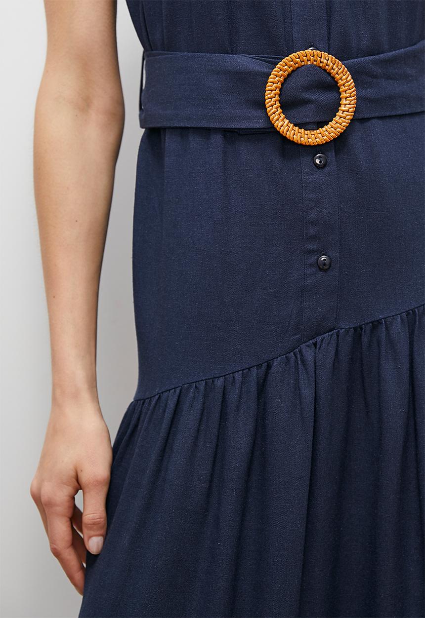edit - Shirt dress with buckle detail - navy
