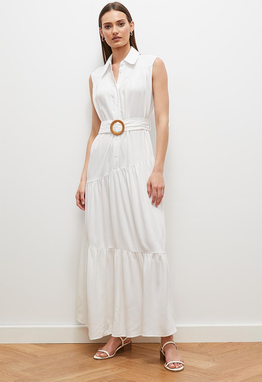 edit - Shirt dress with buckle detail - ivory