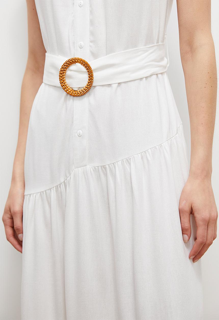 edit - Shirt dress with buckle detail - ivory