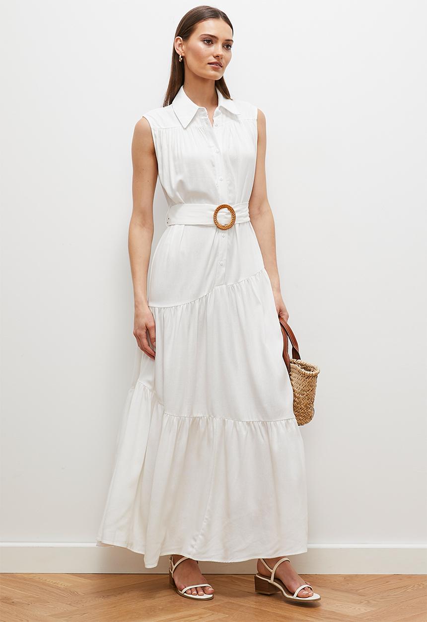 edit - Shirt dress with buckle detail - ivory