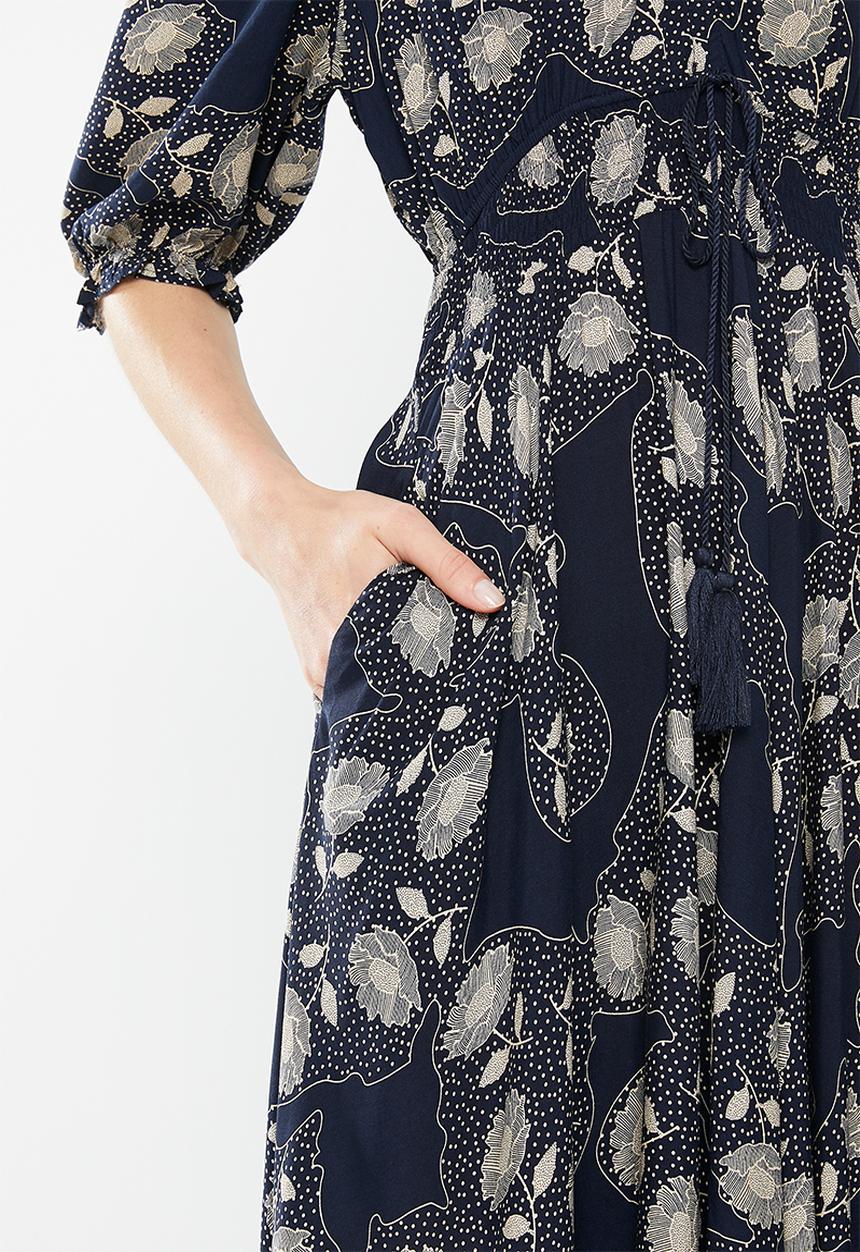 Stella Morgan - Off the shoulder printed maxi dress - navy