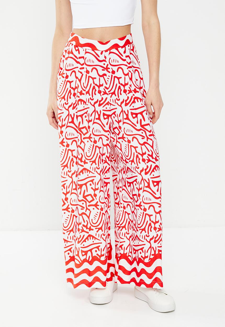 Me&B - Viscose cropped wide leg pant - aztec border