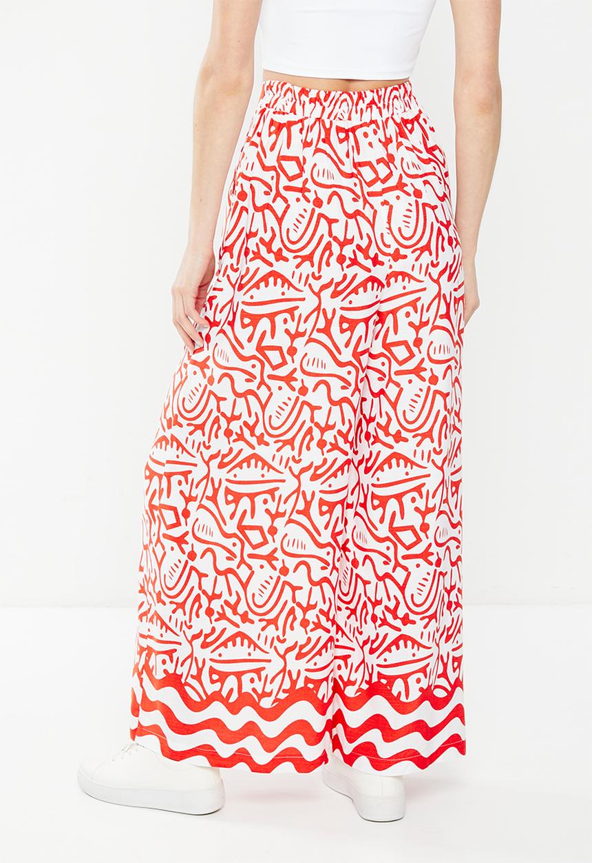 Me&B - Viscose cropped wide leg pant - aztec border