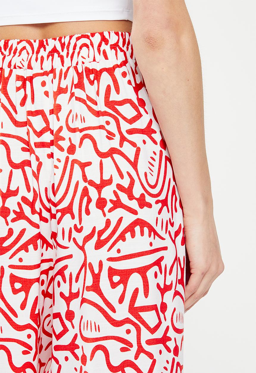 Me&B - Viscose cropped wide leg pant - aztec border