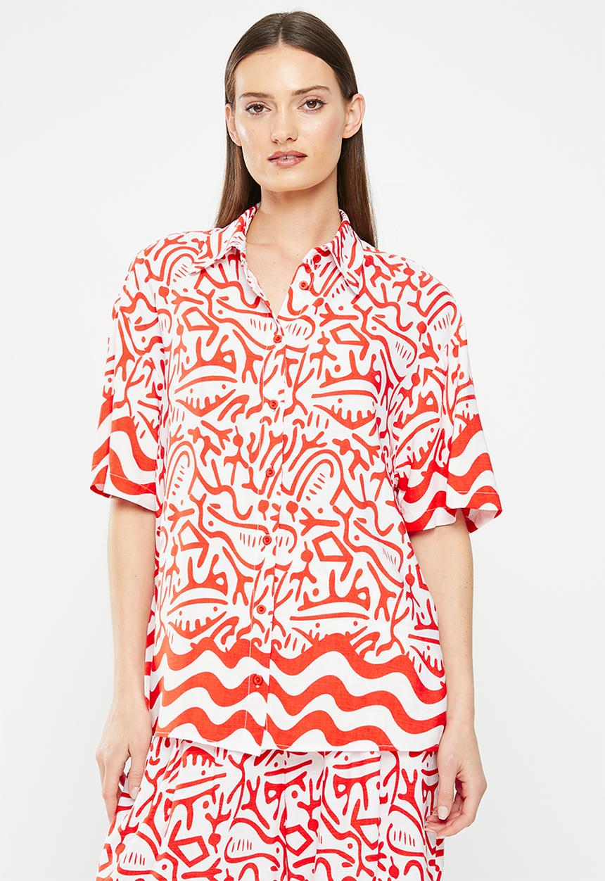 Me&B - The boxy viscose shirt - aztec border