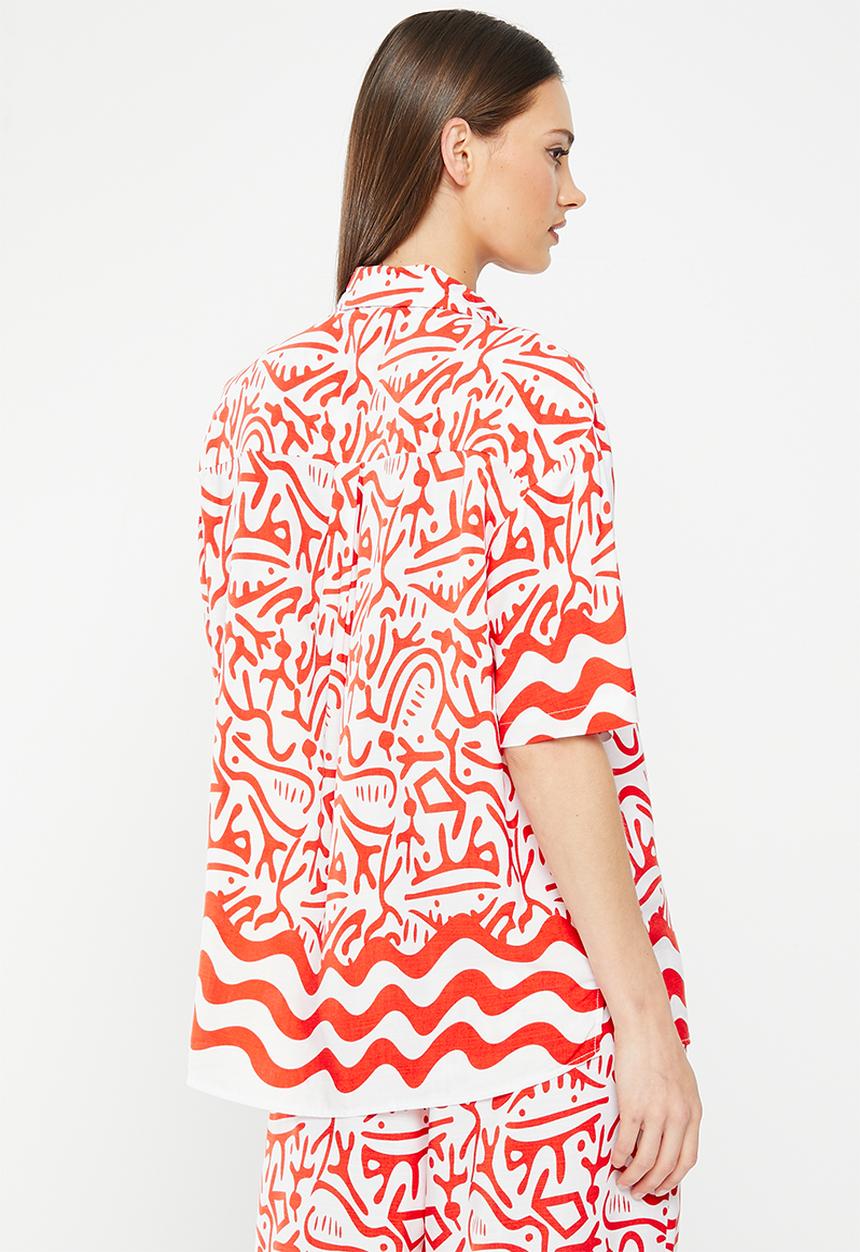 Me&B - The boxy viscose shirt - aztec border