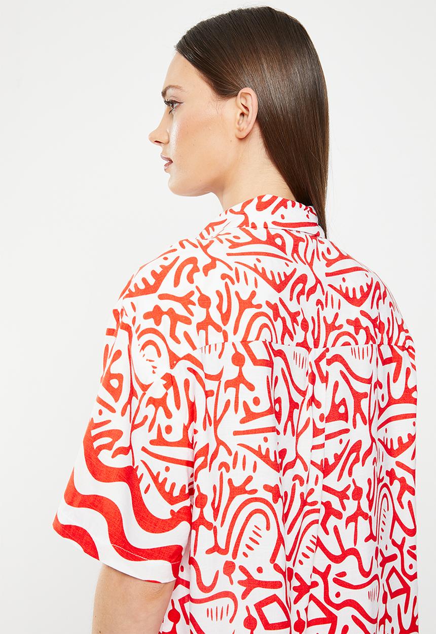 Me&B - The boxy viscose shirt - aztec border