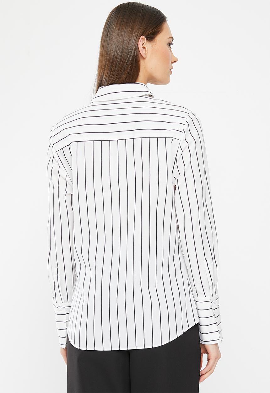 POLO - Jordan long sleeve striped shirt - white & black