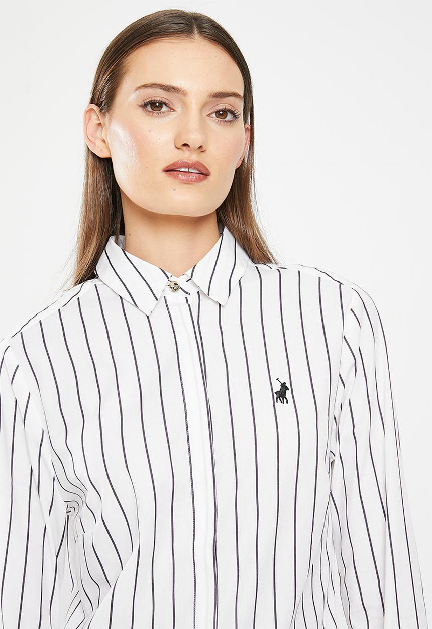POLO - Jordan long sleeve striped shirt - white & black