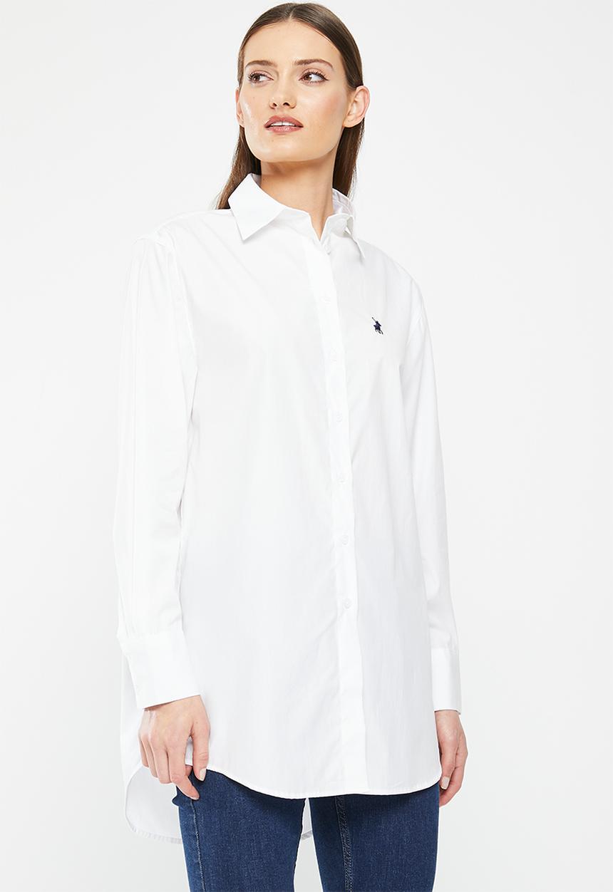 POLO - Morgan long sleeve boyfriend shirt - white