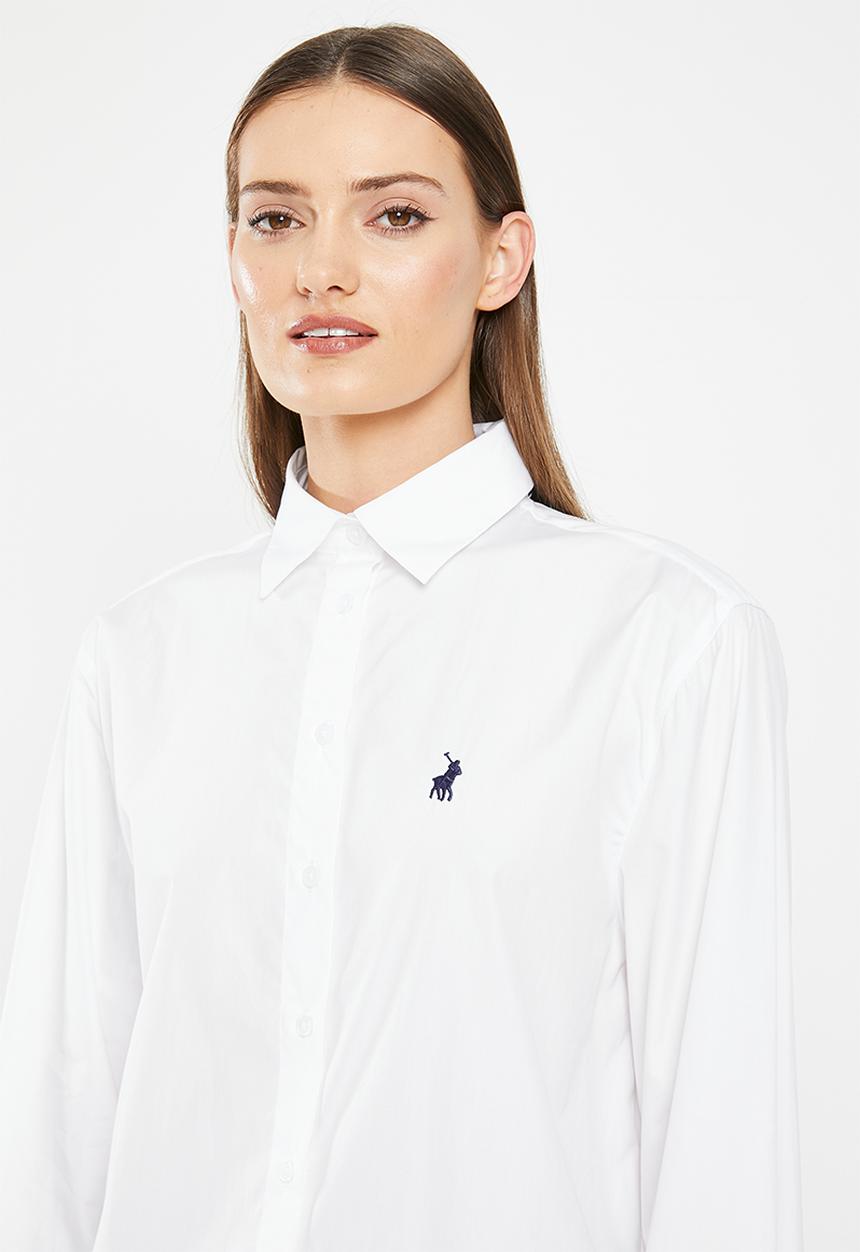 POLO - Morgan long sleeve boyfriend shirt - white