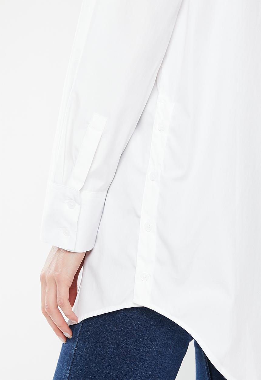 POLO - Morgan long sleeve boyfriend shirt - white