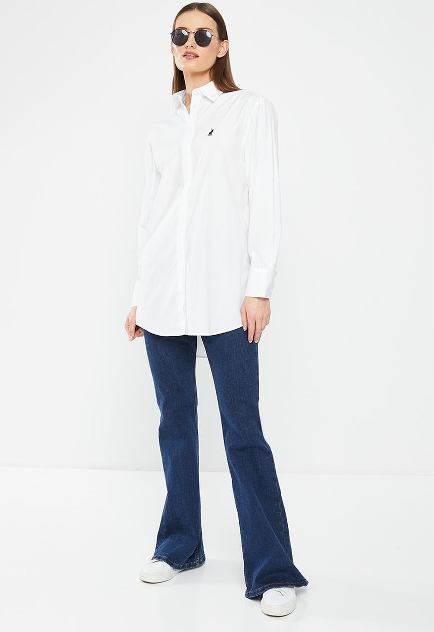 POLO - Morgan long sleeve boyfriend shirt - white