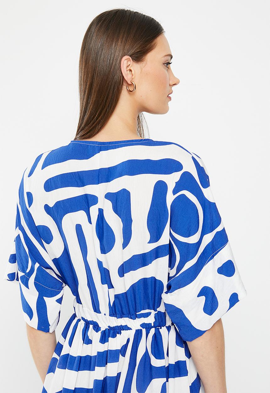 Me&B - The lucy midi dress with tie front detail - atlantic