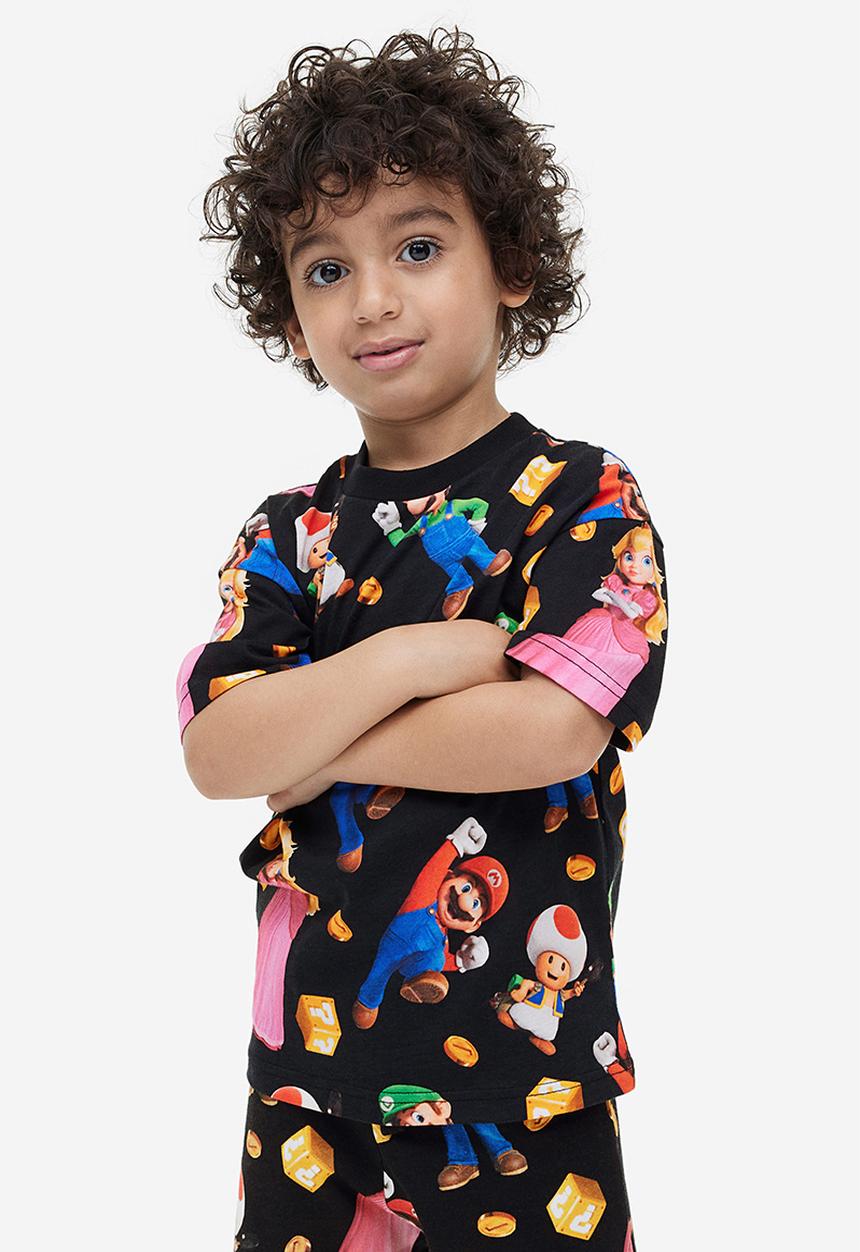H&M - Printed T-shirt - black super mario