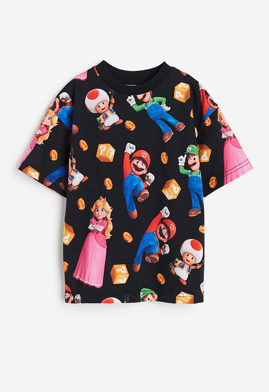 H&M - Printed T-shirt - black super mario
