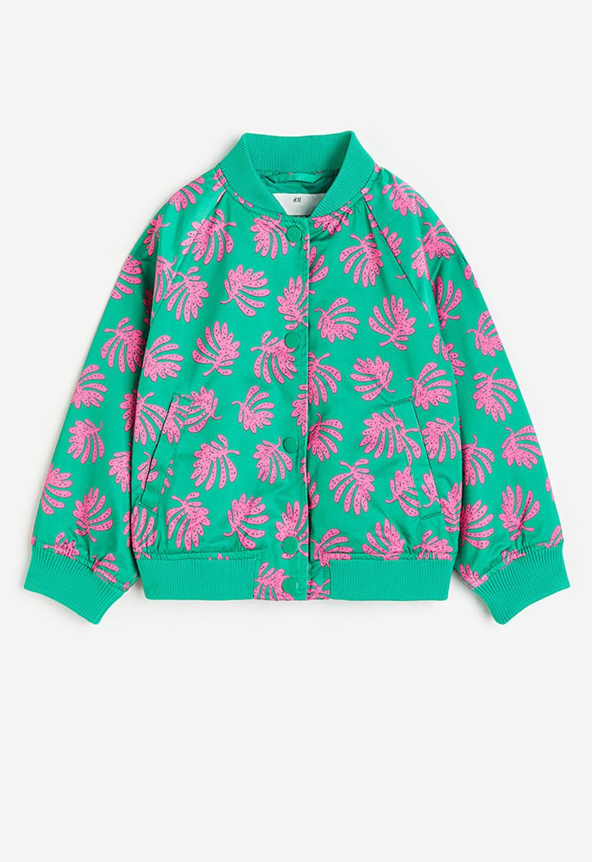 H&M - Satin bomber jacket - bright green patterned