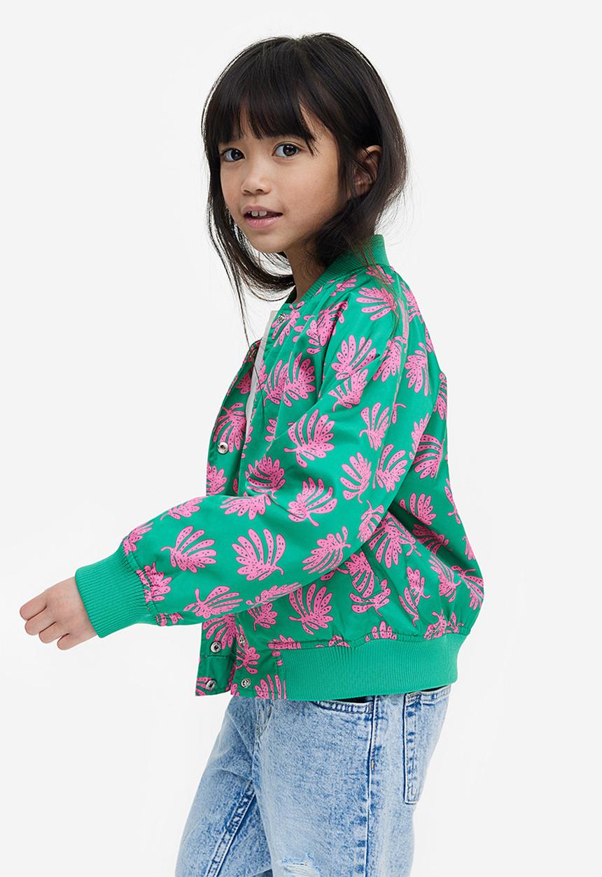 H&M - Satin bomber jacket - bright green patterned