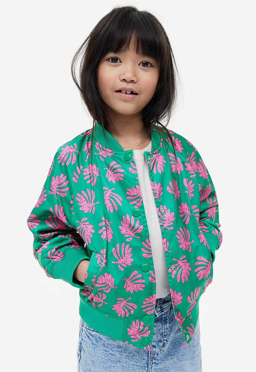 H&M - Satin bomber jacket - bright green patterned