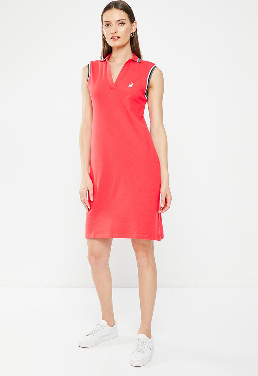 POLO - Kayla johnny collar sl golfer dress - sunset
