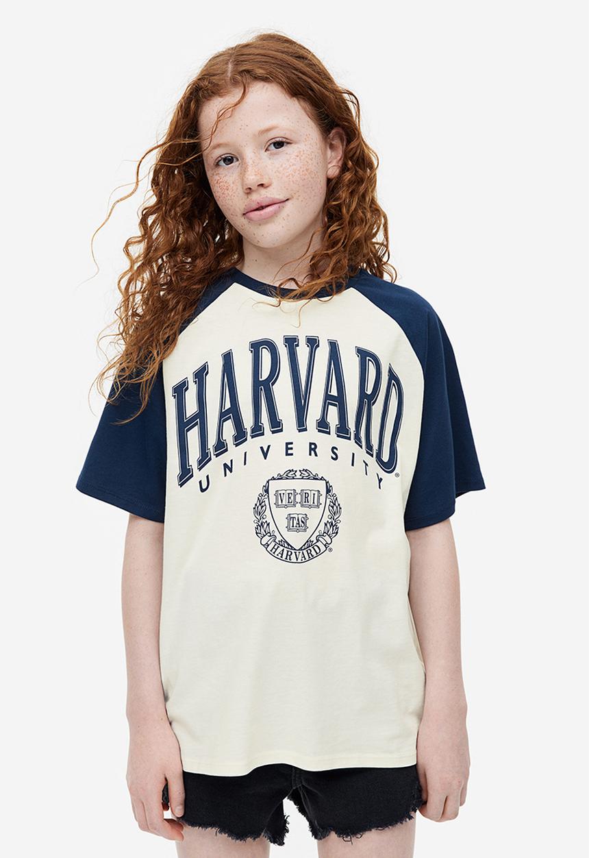 H&M - Printed cotton T-shirt - white harvard university