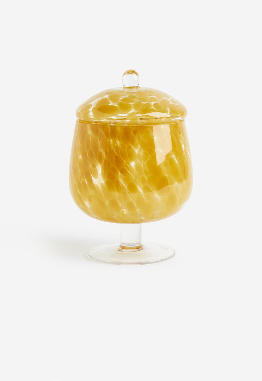 H&M - Glass bonbonniere - yellow patterned 