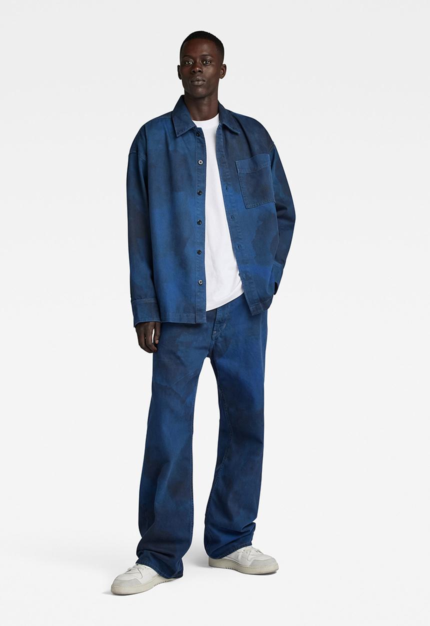 G-STAR - Boxy fit shirt long sleeve steer ecru denim r ao - sea blue