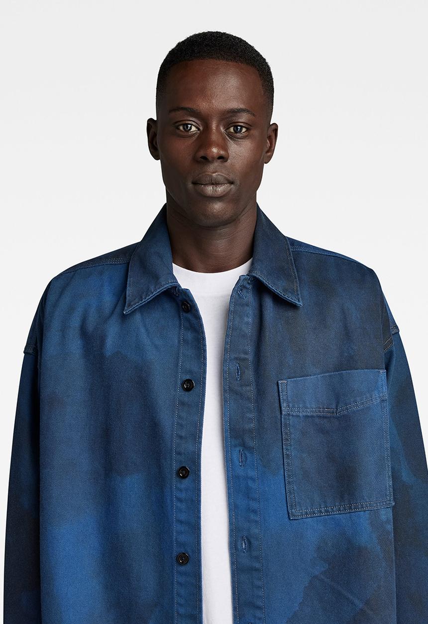 G-STAR - Boxy fit shirt long sleeve steer ecru denim r ao - sea blue
