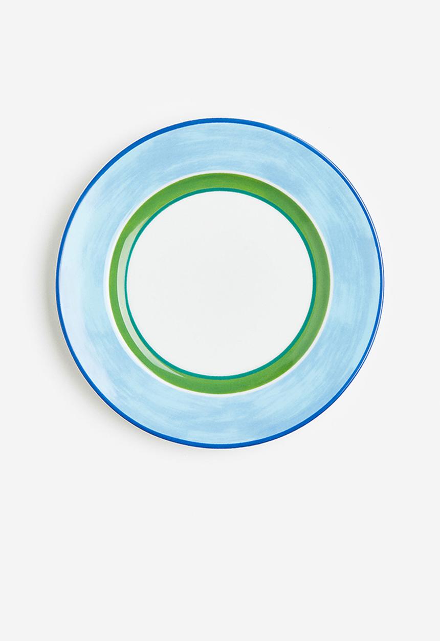 H&M - Porcelain plate - light blue & green 