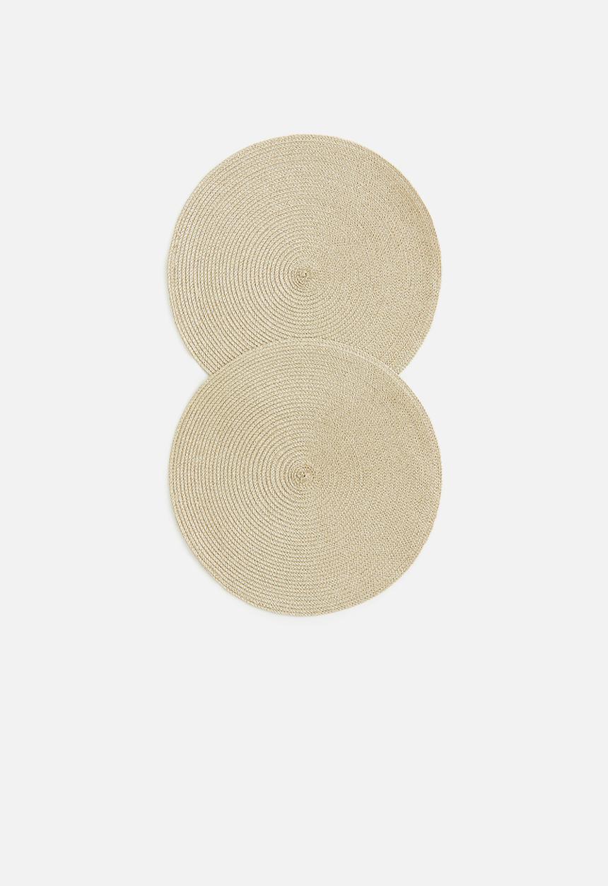 H&M - 2 pack glittery table mats - gold-coloured glitter