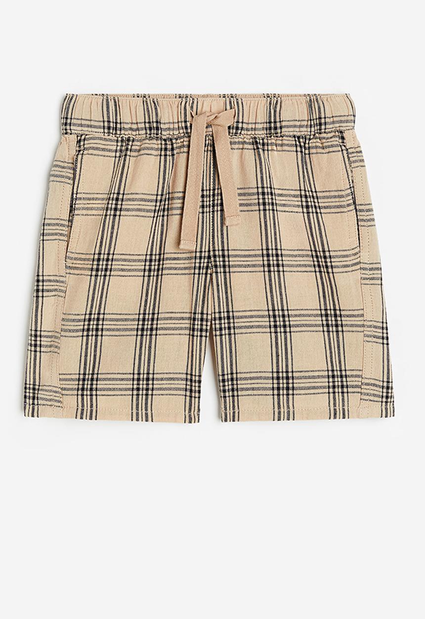 H&M - Pull-on shorts - beige black checked