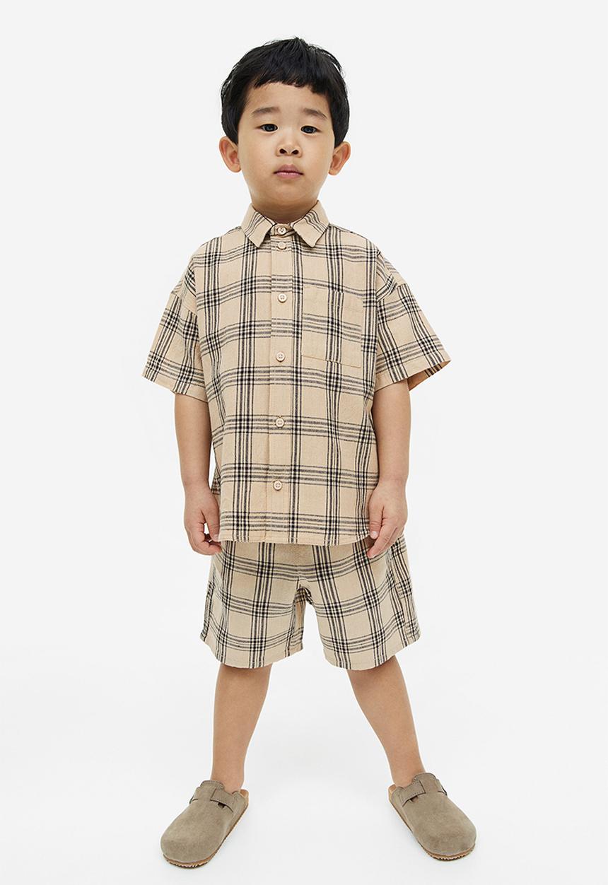 H&M - Pull-on shorts - beige black checked