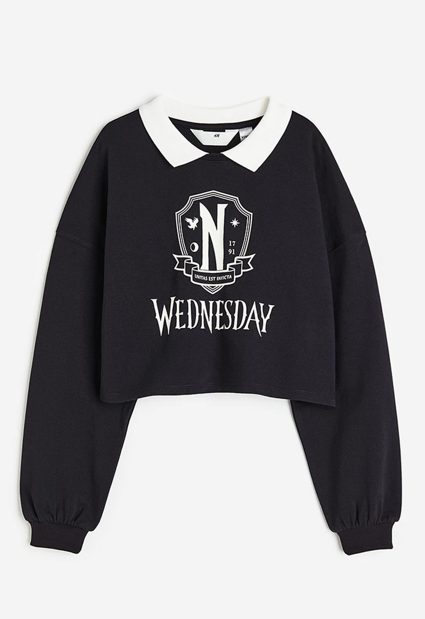 H&M - Boxy-style printed sweatshirt - black wednesday