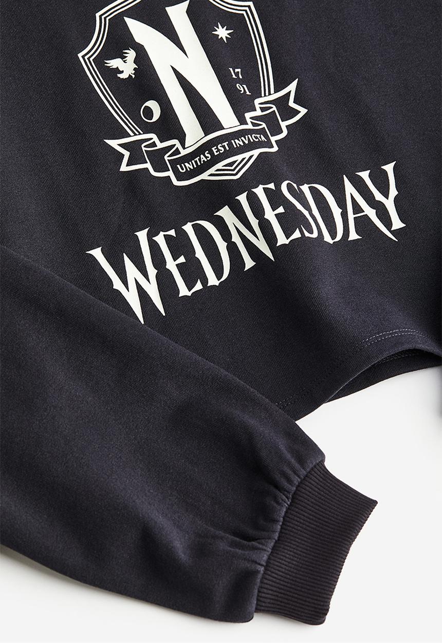 H&M - Boxy-style printed sweatshirt - black wednesday