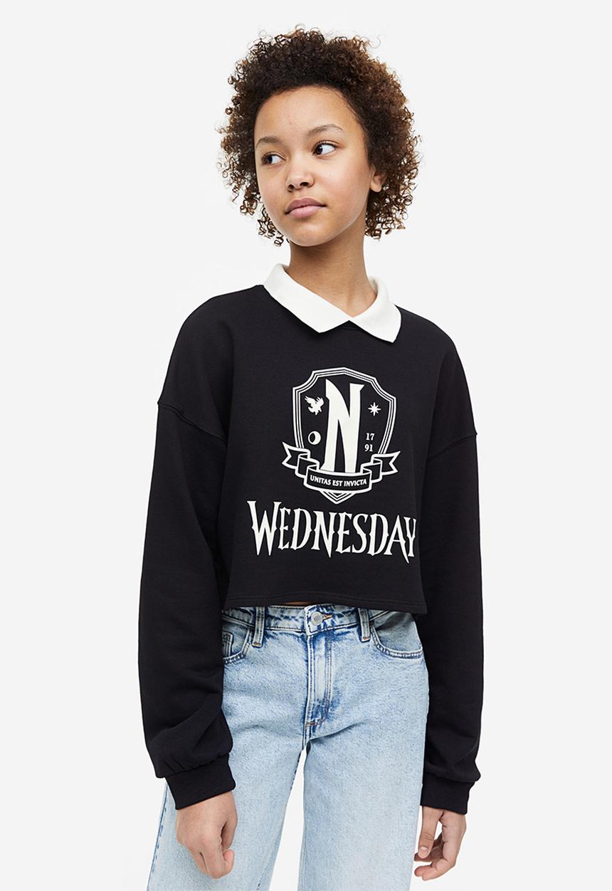 H&M - Boxy-style printed sweatshirt - black wednesday