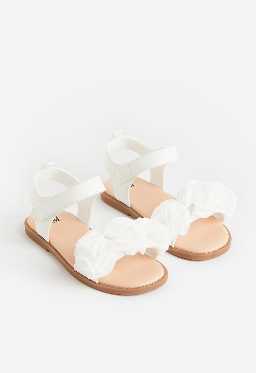 H&M - Appliquéd sandals - white flowers